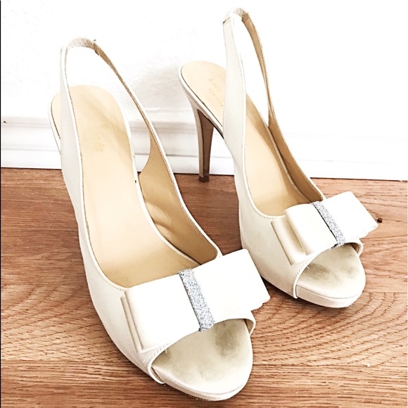 RARE Kate spade satin bow wedding heels sz 8.5 - Picture 2 of 8